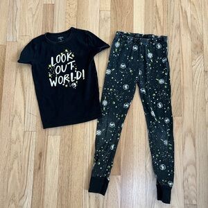 Oshkosh Boys Black Outerspace Graphic Short Sleeve Snug Fit Pajama Set 10